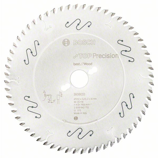 BOSCH SIRKELSAGBLAD 250X3,2X30MM 60T TOP PRECW